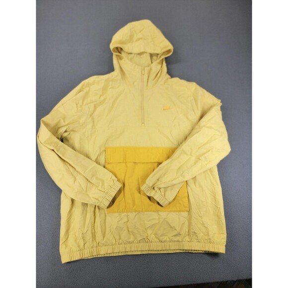 Nike Jacket Mens Large Yellow Half Zip Hooded Pullover Windbreaker DA0011-700 - Picture 1 of 13